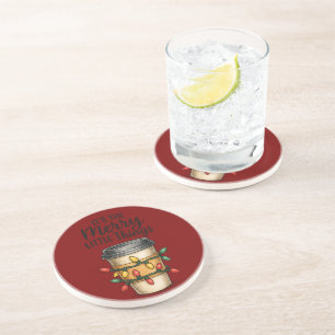 Dessous De Verre En Grès Tasse de café festive autocollant de Noël