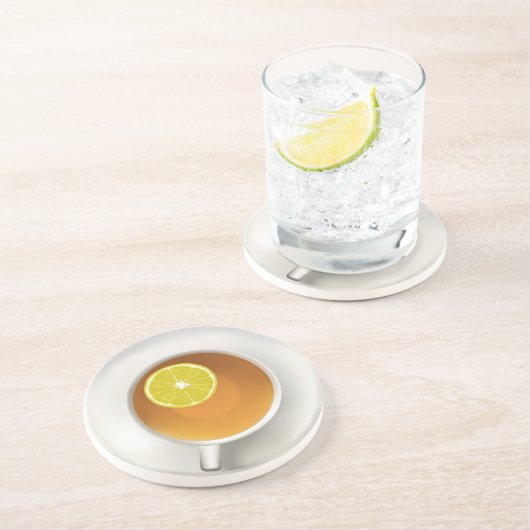 Dessous De Verre En Grès Tasse de thé et de citron (Côté)