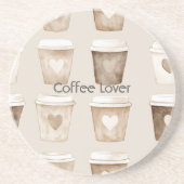 Dessous De Verre En Grès Tasses cœur café crème (Devant)