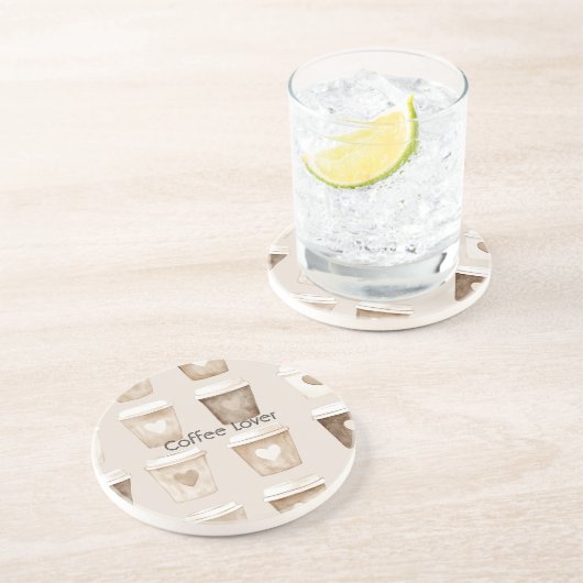 Dessous De Verre En Grès Tasses cœur café crème (Côté)