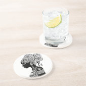 Dessous De Verre En Grès Tatouage Tribal Portrait de Fille Africaine (Côté)