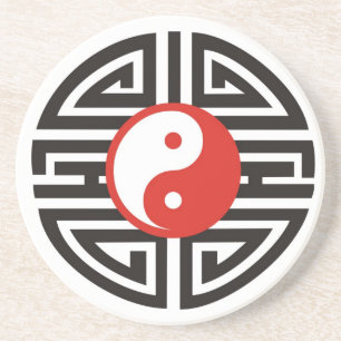 Dessous De Verre En Grès Tattoo Yin & Yang