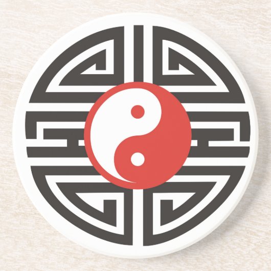 Dessous De Verre En Grès Tattoo Yin & Yang (Devant)