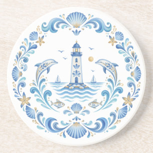 Dessous De Verre En Grès Tavrian Painting Nautiles Sous-verre Folk Ukrainie