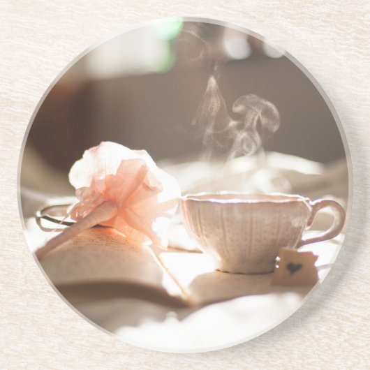 Dessous De Verre En Grès Tea Time avec un bon livre (Devant)
