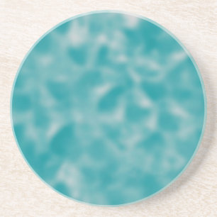 Dessous De Verre En Grès Teal et blanc chinés