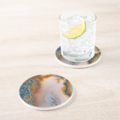 Dessous De Verre En Grès Teal translucide et agate de rouille (Côté)