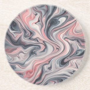 Dessous De Verre En Grès Teintes tourbillonnantes de rose, gris et blanc