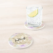 Dessous De Verre En Grès Teinture à tarte violet or Monogramme (Côté)