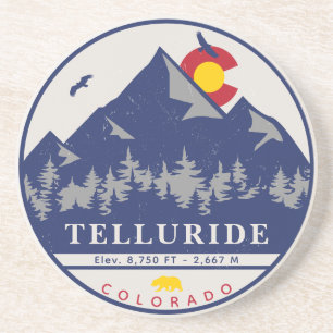 Dessous De Verre En Grès Telluride Colorado Retro Sunset Ski Souvenirs