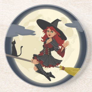 DESSOUS DE VERRE EN GRÈS TÉMOIN HALLOWEEN REDHEADED
