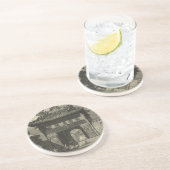 Dessous De Verre En Grès Temple impérial asiatique en noir et blanc (Côté)