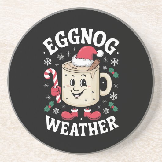 Dessous De Verre En Grès Temps de lait de poule Noël Noël rétro (Devant)