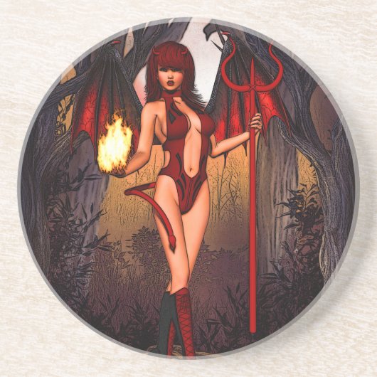 Dessous De Verre En Grès Temptress infernal" (Devant)