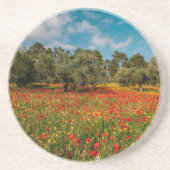 Dessous De Verre En Grès terrain fleuri et arboré (Devant)