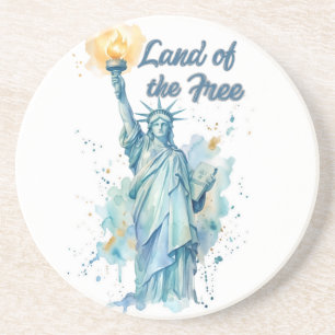 Dessous De Verre En Grès "Terre de la Liberté - Statue de la Liberté à l'aq