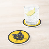 Dessous De Verre En Grès Tête de chat noir (Côté)
