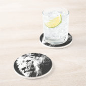 Dessous De Verre En Grès Tête de lion moderne Black & White Pop Art moderne (Côté)