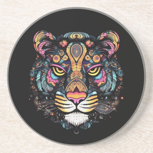 Dessous De Verre En Grès Tête de Tigre Incroyable (Devant)