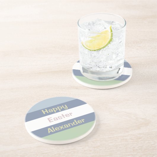 Dessous De Verre En Grès Texte de Pâques heureux personnalisable (Côté)