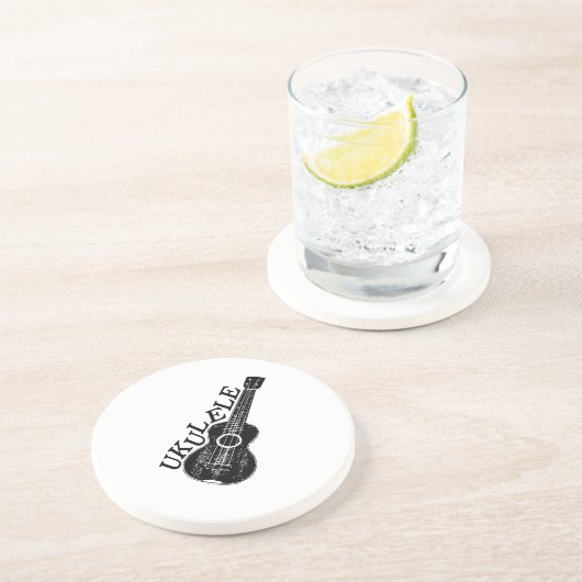 Dessous De Verre En Grès Texte Et Image Ukulele (Côté)