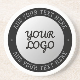 Dessous De Verre En Grès Texte personnalisable & Votre logo Dégradé gris
