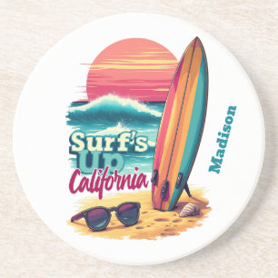 Dessous De Verre En Grès Texte personnalisé Californie Surf