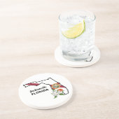 Dessous De Verre En Grès Texte personnalisé Floride Drapeau & Fleur Orange  (Côté)