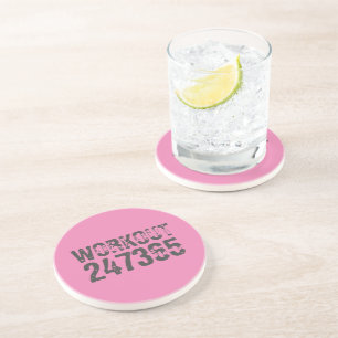 Dessous De Verre En Grès Texte usé et rayé Workout 247365 rose