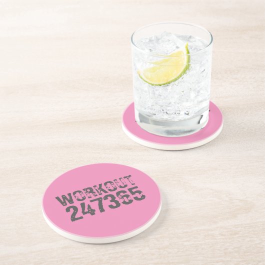 Dessous De Verre En Grès Texte usé et rayé Workout 247365 rose (Côté)