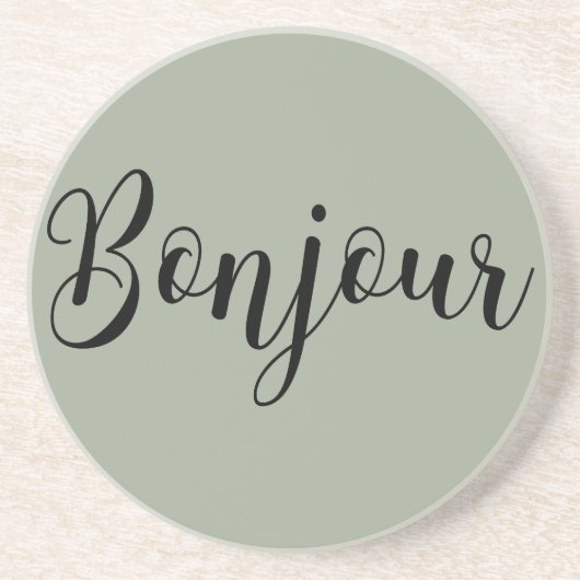 Dessous De Verre En Grès TexteNoirBonjour (Devant)