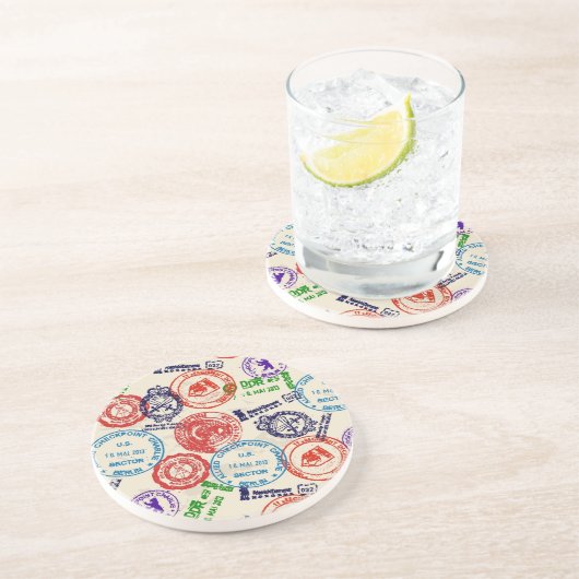 Dessous De Verre En Grès Texture avec de vrais timbres (Côté)