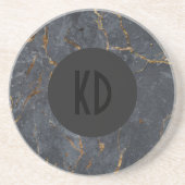 Dessous De Verre En Grès Texture de luxe en marbre noir et or (Devant)