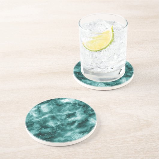 Dessous De Verre En Grès Texture de marbre vert foncé (Côté)