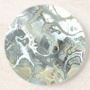 Dessous De Verre En Grès Texture fluide de pierre de marbre gris et or abst