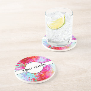 Dessous De Verre En Grès Texture rouge rose