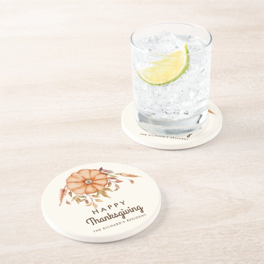 Dessous De Verre En Grès Thanksgiving Dîner Invitation Boho Theme (Côté)