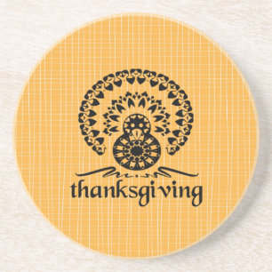 Dessous De Verre En Grès Thanksgiving Mandala Turkey Boho Folk Art