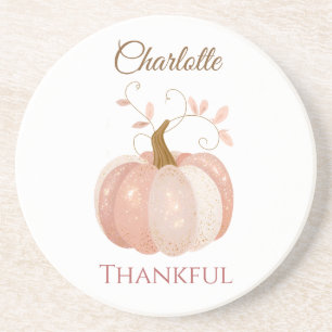 Dessous De Verre En Grès Thanksgiving personnalisé - Hiver Citrouille Merci