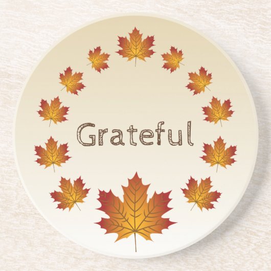Dessous De Verre En Grès Thanksgiving Wreath Grateful Simple Feuilles d'éra (Devant)