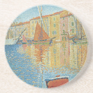 Dessous De Verre En Grès The Red Buoy by Paul Signac, Vintage Pointillism