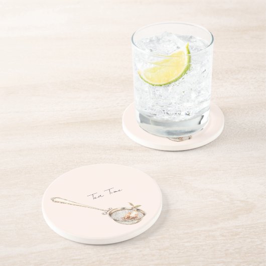 Dessous De Verre En Grès Thé Rose Pâle de l'Après-Midi (Côté)