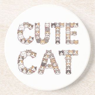 Dessous De Verre En Grès The words "CUTE CAT" are made using cat faces