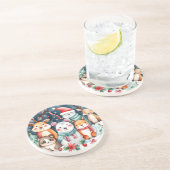 Dessous De Verre En Grès Thème de Noël Animaux mignons (Côté)