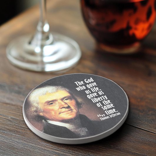 Dessous De Verre En Grès Thomas Jefferson Citation sur Dieu et la Liberté