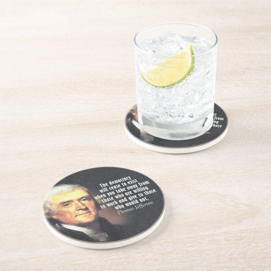 Dessous De Verre En Grès Thomas Jefferson Citation sur le socialisme (Côté)