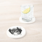 Dessous De Verre En Grès Tibetan Spaniel Coaster – Monochrome Dog Art (Côté)