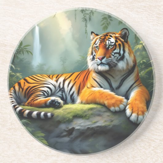Dessous De Verre En Grès Tiger in the Jungle  (Devant)