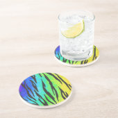 Dessous De Verre En Grès Tiger noir et arc-en-ciel (Côté)