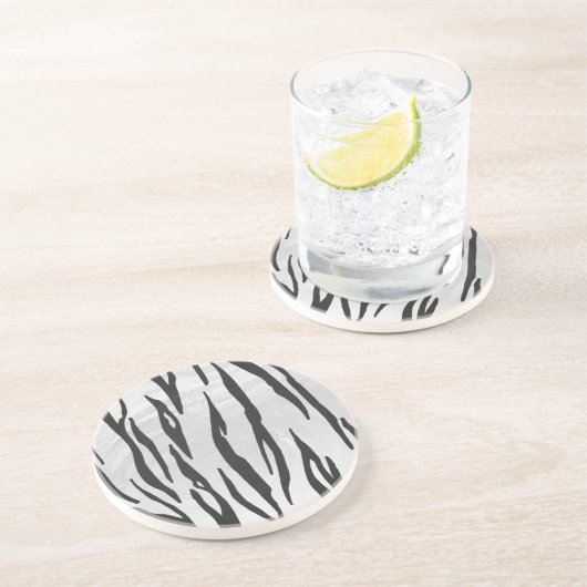 Dessous De Verre En Grès Tiger noir et blanc (Côté)
